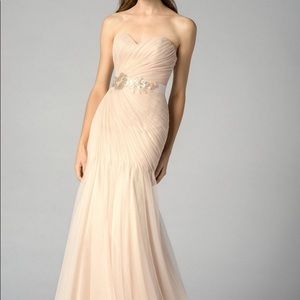BHLDN Blush Ruched Gown with Sequin Belt NWT